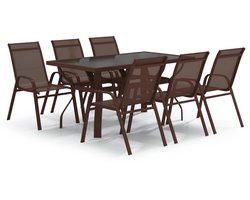7-delige Tuinset | Tuinmeubelset | Zitgroep bruin en zwart