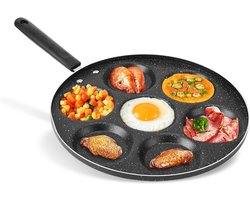 7 Gaten Koekenpan Non Stick Gebakken Eieren Kookpan - Mini Crepe Pan Ei Burger Pannenkoek Maker - Aluminium Keuken Kookgerei Pan voor Gasfornuis - Antiaanbaklaag Poffertjes pan