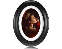 7-inch Ovaal Houten Fotolijst – Klassiek Zwart Wand- & Tafellijst —— fotolijst – diplomalijst – certificaatlijst – theaterprogrammalijst – Houten lijst in vintagestijl voor trouwgalerijen & woondecoratie – Glasvrij DIY-ontwerp – 22 x 17 cm