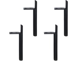7 inch zwarte meubelpoten, set van 4 zware metalen poten voor bank, dressoir, tv-standaard, kastvervangende poot met rubber, L-vormige (7 inch, zwart)