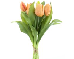7 kunst tulpen Vermeer-boeket van 7 peach kunsttulpen-Real Touch Vermeer tulip bundle Sally X7 peach 31cm
