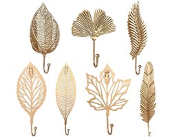 7 Piece Set Creative Nordic Leaf Hook Wall Mounted Artificial Leaf Shape Retro Cast Iron Pendant for Hanging Keys, Hats and Jewelry, Kitchen Bathroom for Indoor Outdoor Home Decoration