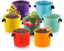 7 Stks 5 Gallons Plant Groeiende Zakken- 7 Kleuren Niet-geweven Stof Ademend Groei Zakken Heavy Duty Verdikte Wortel Beluchting Tuin Pot Containers met Riem Handvat voor Bloemen Groenten Fruit