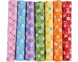 7 Stukken Patchwork Stof, 50 x 50 cm, Katoenen Stof voor Quilten, DIY Projecten en Knutselen, Meerkleurige Stof voor Creatieve Toepassingen