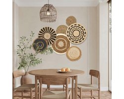 7 Stuks Boho Wanddecoratie - Geweven Manden voor Muurdecoratie