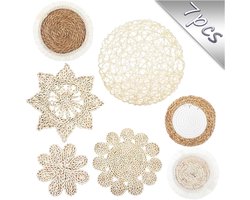 7 Stuks Boho Wanddecoratie – Rotan Wandmanden – Rattan Wall Decor – Ronde Wanddecoratie – Gevlochten Muur Decoratie Voor Woonkamer Slaapkamer Keuken
