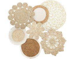 7 Stuks Boho-Wandmanden, Rotan Wanddecoratie in Boho-Stijl, Gevlochten Wandmanden, Ronde Handgemaakte Wandkunst voor Woonkamer, Slaapkamer, Tafeldecoratie en Interieurstyling