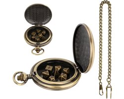 7-stuks veelvlakkige metalen DND dobbelstenen set - bronzen holle behuizing - kerkers en draken geschenken