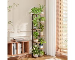 7 Tier Plant Corner Shelf Tall Plant Stand, Metal Tiered Display Stand for Living Room, Balcony, Garden, Patio, Brown