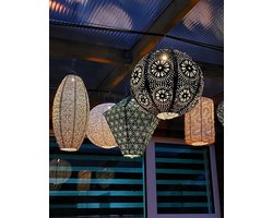 7 x Solar buiten Lampion met motief - Kortingpakket - tuinverlichting - zonne energie - buitenlamp - Tyvek Arabische Oosterse lantaarn weerbestendig.