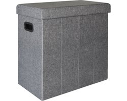 70L Wasmand met Gewatteerd Deksel - 50x28x50 Bank met Stevig Houten Frame - Wasverzamelaar Groot