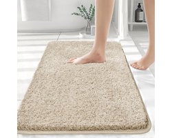 70x120 cm Large Bath Mat Soft Microfiber Non Slip Washable Bathroom Rug with Rubber Backing Beige