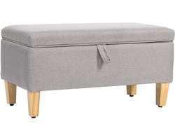 71 x 37 x 36 cm Opbergbank met Zitkussen, Voetenbank met Opbergruimte voor Woonkamer Slaapkamer Hal, Gestoffeerde Zitbank met Deksel, Schoenbankje en Voetensteun voor Interieur, Decoratieve Bank voor Huis en Kantoor, Lichtgrijs