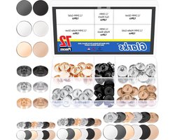 72-delige set platte knopen in goud, zwart en zilver - vervangknopen voor jassen, kostuums en DIY-projecten