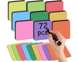 72 stuks beschrijfbare magneetstrips, 75 x 75 mm magnetische etiketten whiteboard accessoires afwasbaar voor koelkast metalen kast magneetbord