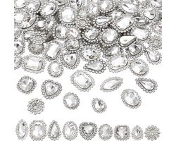 72PCS Strass Steentjes om te Naaien met RVS Achterkant - 9 Stijlen Gemengde Vormen voor DIY Sieraden, Kleding en Creatieve Projecten