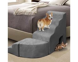 74 cm High Dog Stairs for Box Spring Bed - Adaptable to Each Side - Multifunctional Dog Ramp - Non-Slip Foam Pet Stairs for Dogs and Cats