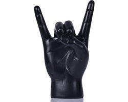 7.7" Gouden Hars Rock On Hand Gebaar Standbeeld - Rock Cultuur Muziek Liefhebbers Decoratieve Tafel Sculptuur voor Boekenplank - Bureau & Haard Decor in Huis of Kantoor