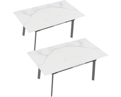 8-10 Personen Gesinterde Stenen Eettafel Opulence - 180 cm Uitschuifbare Keuken Eettafel voor Kerst - Metalen Frame