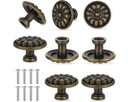 8 antieke messing ladeknoppen - Vintage dressoir ladeknoppen met één gat - Diameter 3 cm