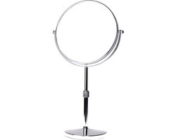 8" Badkamerspiegel Hoogte Verstelbaar 10x Vergroting - Cosmetische Spiegel - Aanrecht Make-up Spiegel - Reisspiegel - Scheerspiegel - Dubbelzijdig - Vrijstaand - Tafelspiegel - Verchroomd make up tafel