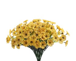 8-delig Kunstboeket - Levensechte Violette Decoratieve Bloemen - UV-bestendige, Onderhoudsarme Kunstplanten - Feestelijke Decoratie - Binnen/buiten, Tuin, Veranda, Vensterbank, Potdecoratieboeket -Geel