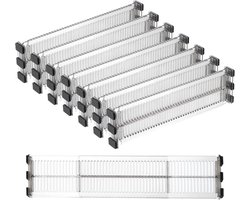 8-delige (4 paar) ladeverdelers - 27,5 cm tot 51,4 cm - Telescopisch - Verstelbare lade-organizer - Geschikt voor keukengerei, serviesgoed, kleding, kaptafel en diverse andere opbergbehoeften - Transparant zwart