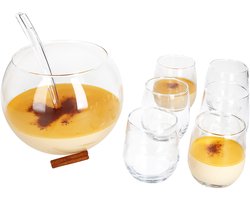 8-delige Bolle punch bowl set - 1x punch bowl, 1x pollepel + 6x glazen - 13101