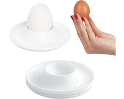 8-delige Eierdopjesset - Rond - Wit - Hoogwaardig Plastic