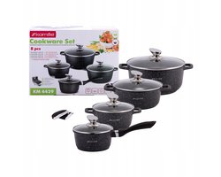 8-delige Graniet Aluminium Pannenset met Marmeren Coating