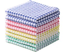 8-delige keukendoekenset – Vaatdoeken – Keukendoeken – Schuurdoekjes – Handdoeken – 30 x 30 cm – Katoen – Geel/Rood/Blauw/Groen