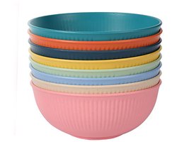 8-delige kunststof kommen set 750 ml – Herbruikbare & onbreekbare cereal- en saladekommen – Geschikt voor soep, popcorn & dagelijks gebruik