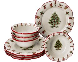 8-delige Maestro Natale kerstdinerset voor 4 personen van keramiek - 4x 2023/18 & 4x 965/29
