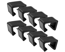 8-delige meubelclipset - Tuinbankclip - Bevestigingsmateriaal - Kunststof - 7,4 x 3,95 x 4,3 cm - Geschikt voor buitenruimtes zoals terrassen, patio's en balkons - Zwart