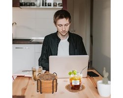 8-delige onderzetterset met houder - hittebestendig en antislip voor salontafels