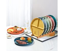 8-delige set borden met 3 vakken, magnetron- en vaatwasmachinebestendig, voor picknicks en feesten, praktische aparte borden