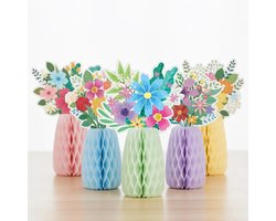 8-delige set met honingraatvormige decoraties met wilde bloemen - Lentefeestdecoratie met wilde bloemen, 3D-tafeldecoratie voor de lente, bloemendecoraties voor op tafel, geschikt voor paas- en verjaardagsfeestjes, kantoor- en woondecoratie