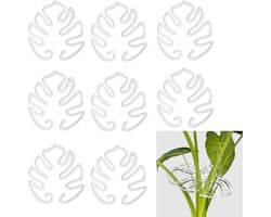 8-delige set – Plantenstandaard – Plantenklem – Monstera plantenstandaard – Plantenhouder – Plantensteun – Stengelhouder – Tuinklem – Geschikt voor bonsai, Monstera en varens – Transparant – 13 x 14 cm