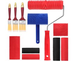 8-delige set schildergereedschap met rubberen verftools, houtlijm en 3 verfkwasten voor DIY wanddecoratie en meubelverf