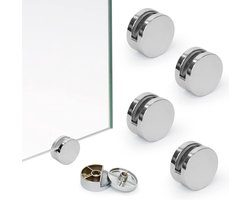 8-delige set - Spiegelglas montageclip - Spiegelwandbeugelclip - Spiegelglas ophangbeugel - Ronde glasmontageclip - Badkamerspiegel montageset - Zilver