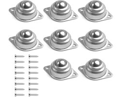 8-delige set wielen voor meubels met 360° draaibare kogeltransmissie, inclusief M4 x 16 mm schroeven voor banken, vitrines en wagens