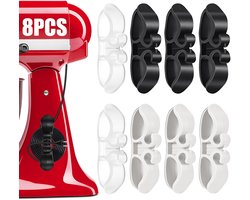 8-delige snoerorganizer voor apparaten – Verbeterde zelfklevende snoerhouder en -wikkelaar voor keukenapparatuur: snelkookpan, koffiezetapparaat, airfryer, mixer