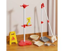 8-delige Speelgoed Schoonmaakset met Bezem, Emmer, Dweil & Accessoires – Rollenspel Schoonmaakspeelgoed voor Kinderen – Educatief Speelgoed – Cadeau voor Jongens & Meisjes – Play