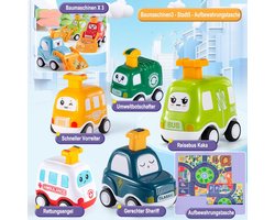 8-delige Speelgoedautoset Voor Kinderen Met Cartoons - Push-Back Cars - Inclusief Speelmat En Opbergtas - Miniauto's - Educatief Speelgoed Voor Baby's En Peuters - Cadeau Voor Eerste Verjaardag