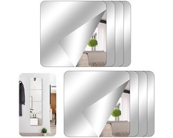 8-delige zelfklevende tegelspiegelset – Acryl spiegel – Flexibel, frameloos voor wanddecoratie in woonkamer, badkamer en slaapkamer – Schoolspiegel, spiegelstickers, kastspiegel (15 x 15 cm)