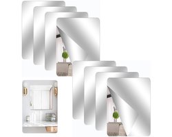 8-delige zelfklevende tegelspiegelset – Acryl spiegel – Flexibel, frameloos voor wanddecoratie in woonkamer, badkamer en slaapkamer – Schoolspiegel, spiegelstickers, kastspiegel (30 x 20 cm)