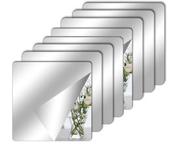 8-delige zelfklevende tegelspiegelset – Acryl spiegel – Flexibel, frameloos voor wanddecoratie in woonkamer, badkamer en slaapkamer – Schoolspiegel, spiegelstickers, kastspiegel (20 x 20 cm)