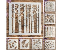 8 Flexibele Plastic Bullet Journal Stencils - Templates - Bomen - Planten - Varens - Lianen - Mix - Sjablonen - 13 x 13 cm - Handlettering toolkit - Knutselen - Decoratie - Accessoires