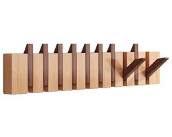 8-haaks wandhanger - kapstok - ophanghaken - Pianotoetshaken - Jassen- en tassenhanger - Massief hout - Veelkleurig