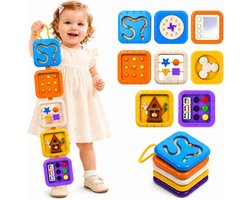 8-in-1 Busy Board Montessori Speelgoed - Activiteiten Kubus - Sensorisch Reisspeelgoed voor Baby & Peuter - Fijne Motoriek & Cognitieve Ontwikkeling - Kraamcadeau Sensorisch Speelgoed 1-3 Jaa